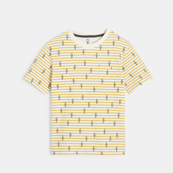 تيشيرت أصفر مقلم مطبوع للأولاد